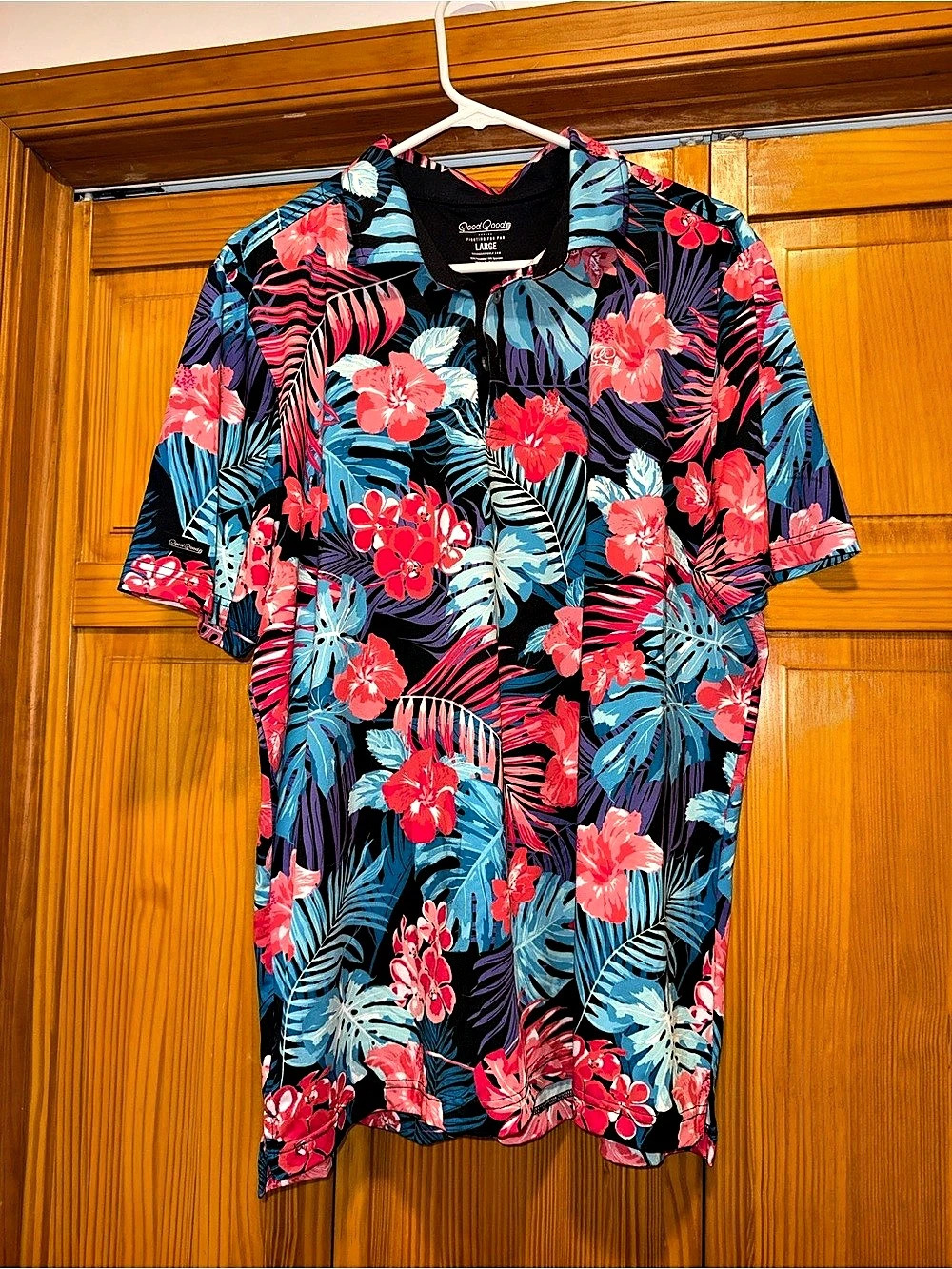 Good Good Golf Polo Shirt Black/Multicolor Tropical Floral Print
